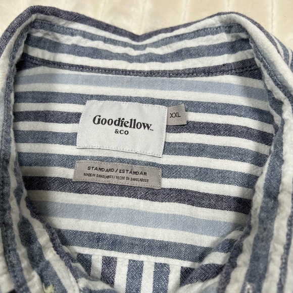 Goodfellow XXL Striped Linen Button Up Beach Shirt Blue and White - Picture 5 of 7